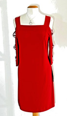 NWT-MSK Studded 3/4 Sleeves Shift Party Dress (Vibrant Red) – Size L
