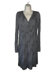 Athleta Black & White Micro Polka Dot V-Neck Dress, Size Small