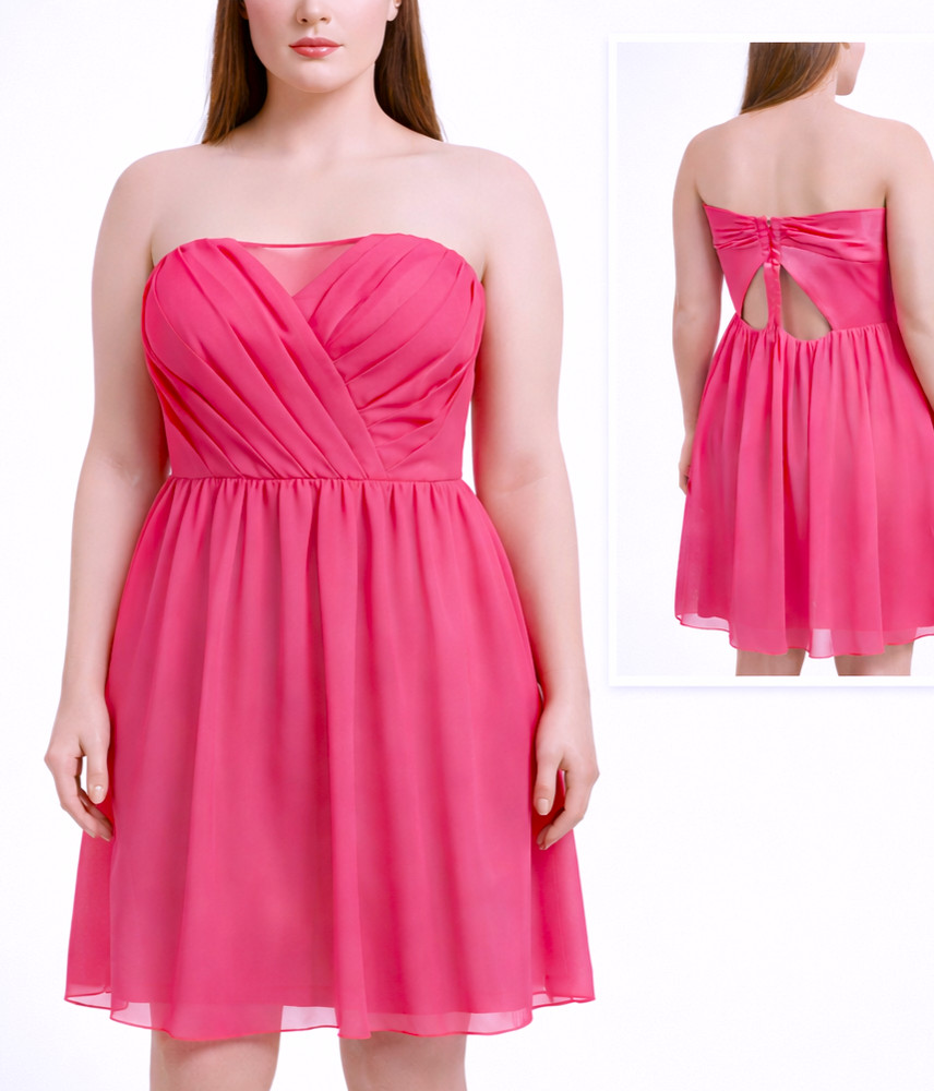 Hailey Logan Princess Pink Strapless Chiffon Prom Dress Fit Flare 9/10 NWT $108