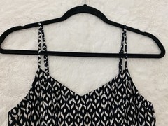 Old Navy Black Ikat Print Cami Mini Dress Size Small Smocked Summer Chic