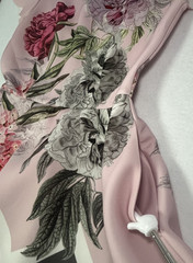 Ted Baker Haiilie Palace Gardens Floral Scalloped Pink Grey Skater Dress US 2