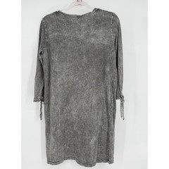 Jane and Delancey Womens Grey Mineral Wash Tie Sleeve Casual Dress S M L XL