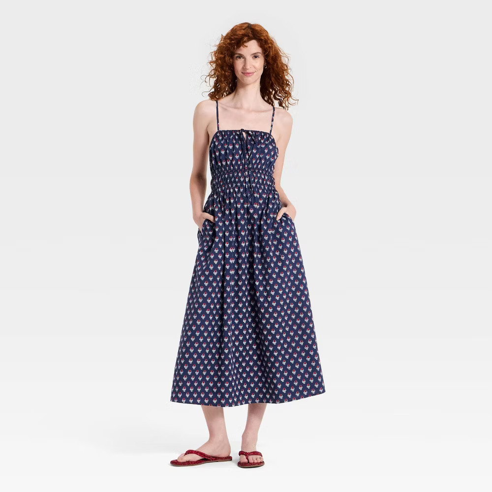 Women Maxi Pullover Sundress – Universal Thread Navy Blue Floral XS