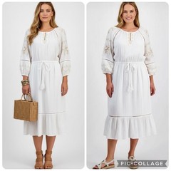 Style & Company Women&rsquo;s Plus Size XXL Cotton Gauze Embroidered Midi Dress NWT