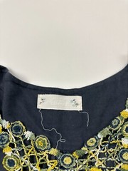 Velvet Dress Womens Medium Black A-Line Embroidered Folk Ruffle Hem Side Pocket
