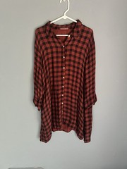 CUT LOOSE SIZE XL Plaid Check LAGENLOOK BUTTON FRONT SHIRT DRESS Fall Holiday