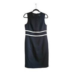 Black Label by Evan Picone NWT Sheath Dress Size 4 B/W Sleeveless Scoop Neck