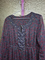 La Redoute Size L Large Burgundy Paisley Knee Length Dress (925/240/v)