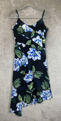 Banana Republic Dress Womens 4 Black Floral Sleeveless Lined Polyester- 1846*