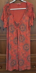 Fresh Produce Womens Red Floral Beachy Jersey Knit Midi Shift Dress 1X