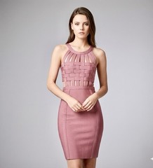 Fashion Nova Give Me Body Bandage Mini Dress Marsala Pink Mauve Size XL