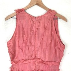 HOLLY IN HANOI Silk Sleeveless Raw Edge Pleated Midi Dress Sz S Pink Romantic