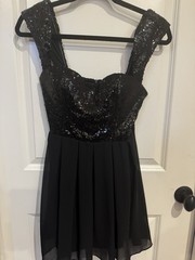 Windsor Black Cap Leave Sequin Mini Dress Size Medium