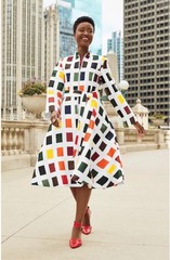 24W PLUS Ashro Red Neylynn Zip-Front Bubble-Hem Fit-&-Flare Church Jacket Dress