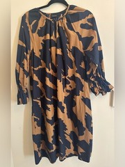 Who What Wear Black and Tan Patterned Women&rsquo;s 100% Cotton Dress Size Small