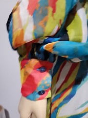Spyzone Exchange Retro Style Sz S Chiffon Long Slit sleeve Multicolor Dress #CC