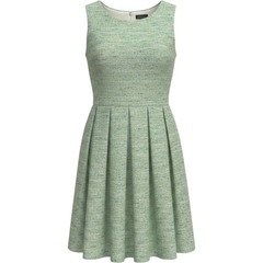 Paper Crown Mint Green Tweed Fit and Flare Dress Sleeveless V-Back Pleated Skirt