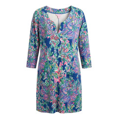 Lilly Pulitzer Joyce XL Knit Shift Dress UPF 50 Indigo Exotic Escapade Blue Pink