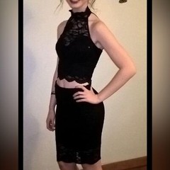 B. Darlin 2 Piece Set Black Lace Cropped Top Size 1/2 Skirt Size 3/4 Semi Formal