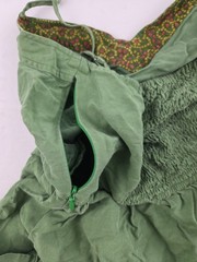 Free People Dress A-Line Straps Green Silk Linen Mini Size 6