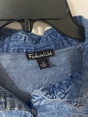 FashionWeb Blue Denim Shirt Dress Button Front Collared Long Sleeve Knee 3X