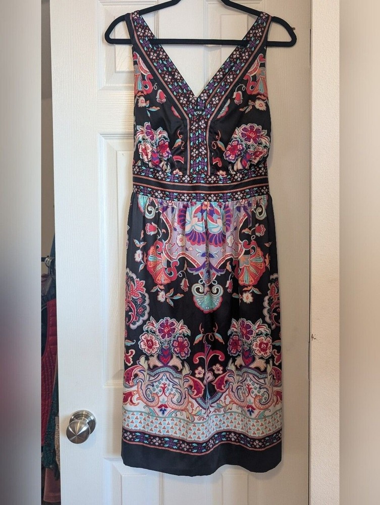 Avenue Boho V-Neck Abstract Print Dress – Size 16