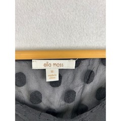 Ella Moss Silk Polka Dot Mini Dress Womens Medium Black Ruffle V-Neck LBD