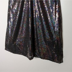 Line & Dot Black Iridescent Sequin Sleeveless V-Neck Cocktail Party Dress Medium