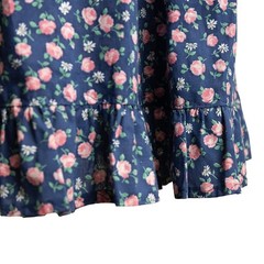 Women&rsquo;s Vintage CotageCore Cotton Side-Zip Floral Midi Maxi Dress w/ Cinch Waist