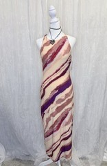 Rachel Roy Beige Purple Mauve Abstract Halter Bodycon Midi Dress Lined XS