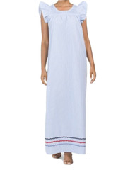 NWT Sail To Sable Flutter Sleeve Maxi in Blue Stripe Shirting Ric Rac Dress XS
