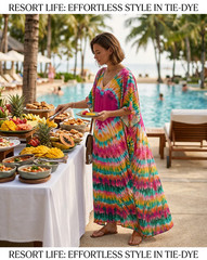 Vibrant Spirit Kaftan Dress Beach Cover Up Midi-Maxi • One Size Fits Most
