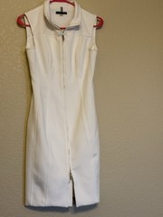 Tommy Hilfiger White Sleeveless Collared Zip Sheath Knee-Length Dress Size 4