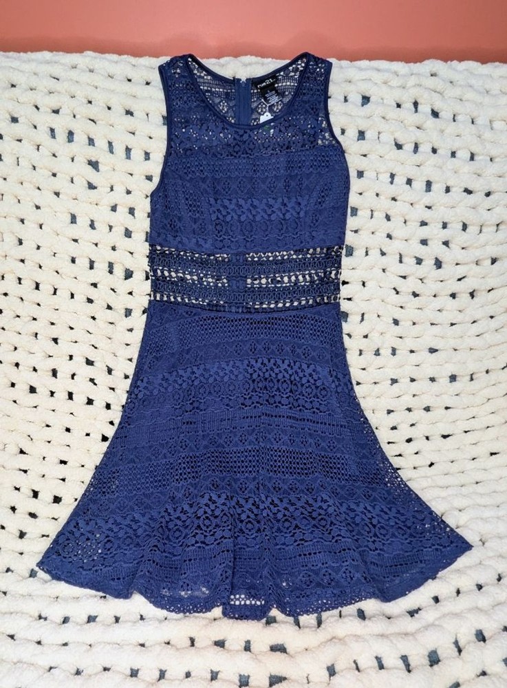 Rue 21 Navy Blue Lace Crochet Fit & Flare Dress Women&rsquo;s Size Small