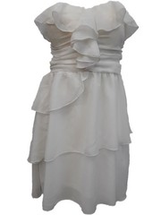 Womens White Opaque Ruffled Sleeveless Cross Body Cocktail Evening Dress Medium