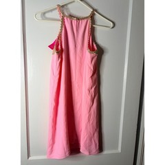 Lilly Pulitzer Pearl Soft Shift Dress Coral Reef Tint Gold Embroidery 00 001552