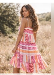 Anthropologie x Devotion Twins Lilou Boho Aztec Swing Dress Size Lg NWT