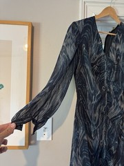 Whistles Blue Wave Print Ruched Dress Size 8 US