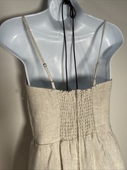 Reformation Women&rsquo;s Sz 6 Effie Linen Maxi Dress Oatmeal Neutral Split NWT