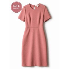 H&M Pink Sheath Dress Size 6 Open Back Short Sleeve Stretch Crepe
