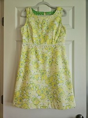 Lilly Pulitzer White Label Shift Dress Koala Bear 8 VINTAGE Yellow Green RARE