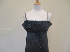 Agnes B Dress Pleated Tie Waist Gray Spaghetti Straps – Size 42- EUC