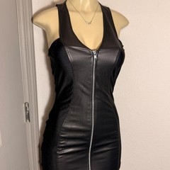 Hustler Hollywood black faux leather mini dress