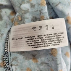 Primark Maxi Dress Womens 10 Long Sleeve Straight Viscose Blue Print Slit *Flaw