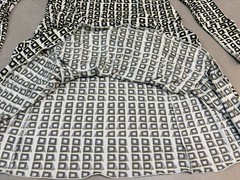 HIROKO KOSHINO Geometric Print Dress Size 38 Long Sleeve Ruffle Japan