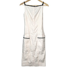 Anthropologie MAEVE women linen midi dress size XX-Small white lined side zip
