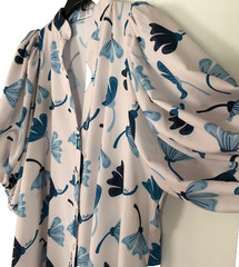 Lavi Designer Mayofavi Easy Ware Dress in Off White w/ Blue Flowers