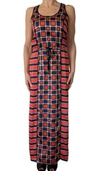 Michael Kors Sleeveless Maxi Dress Soho Colorblock Sleeveless Geometric Red XXS