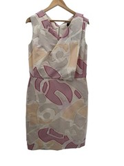 Piazza Sempione Sleeveless Abstract Print Dress IT 46 US 10 V-Neck Made Italy