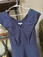 Vince V Neck Tie Back Flutter Sleeve Midi Dress Twilight Blue Womens Size XL
